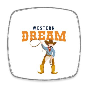 Western Dream Cowboy with Lasso Retro Graphic - Viereckiger Kühlschrankmagnet - Weiß - Vorne