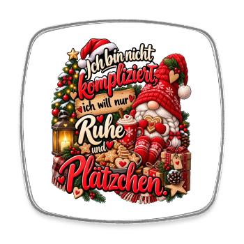 Lustiges Weihnachtsgeschenk Plätzchen Spruch - Viereckiger Kühlschrankmagnet - Weiß - Vorne