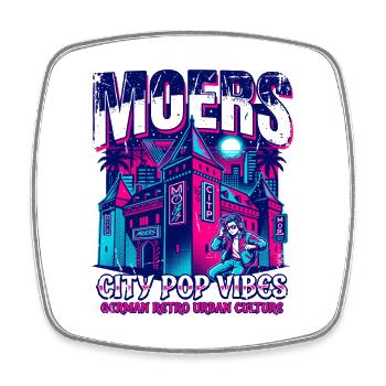 Moers German Retro Urban Culture City Pop - Viereckiger Kühlschrankmagnet - Weiß - Vorne