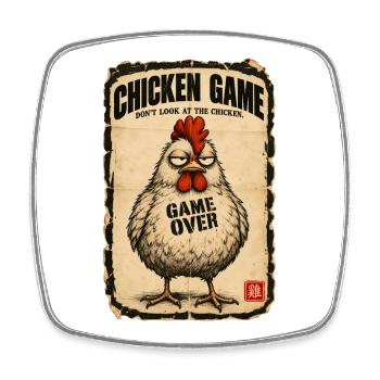  Chicken Game Don’t Look at the Chicken  - Viereckiger Kühlschrankmagnet - Weiß - Vorne