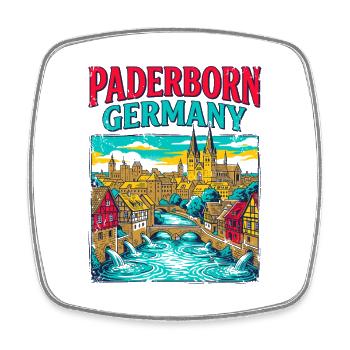 Paderborn Germany Vintage Style City Skyline - Viereckiger Kühlschrankmagnet - Weiß - Vorne