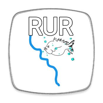 Der reissende Fluss Rur Lebendiger Fluss mit Fisch - Viereckiger Kühlschrankmagnet - Weiß - Vorne