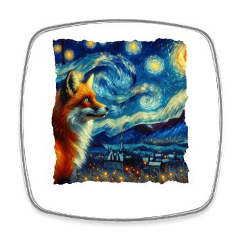 Rotfuchs Fuchs Starry Night - Viereckiger Kühlschrankmagnet - Weiß - Vorne