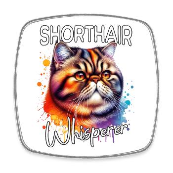 Exotische Kurzhaarkatze Flüsterer - Viereckiger Kühlschrankmagnet - Weiß - Vorne