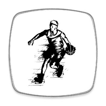 Basketballspieler Skizze - Viereckiger Kühlschrankmagnet - Weiß - Vorne