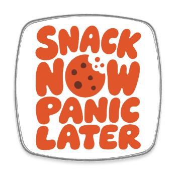 Snack Now Panic Later – Prokrastination - Viereckiger Kühlschrankmagnet - Weiß - Vorne