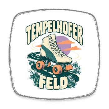 Tempelhofer Feld – Rollschuh im Berliner Retrolook - Viereckiger Kühlschrankmagnet - Weiß - Vorne