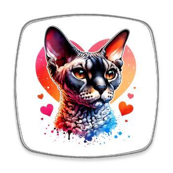 Devon Rex - Viereckiger Kühlschrankmagnet - Weiß - Vorne