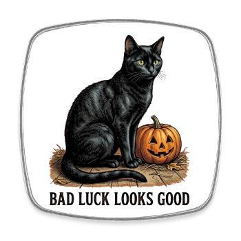 Bad Luck Looks Good Schwarze Katze - Viereckiger Kühlschrankmagnet - Weiß - Vorne