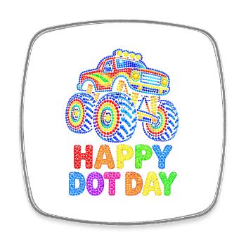 Happy Dot Day Monster Truck - Viereckiger Kühlschrankmagnet - Weiß - Vorne