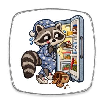 Waschbär auf nächtlicher Snacktour - Viereckiger Kühlschrankmagnet - Weiß - Vorne