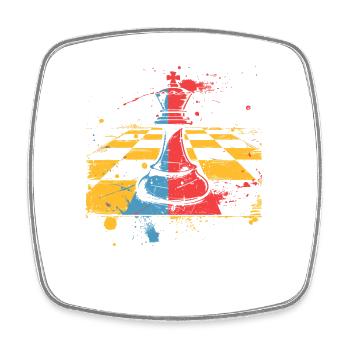 Schachfigur - Viereckiger Kühlschrankmagnet - Weiß - Vorne