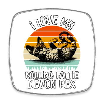 Lustige Devon Rex - Viereckiger Kühlschrankmagnet - Weiß - Vorne