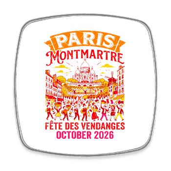Des Paris Montmartre Wine Harvest Festival Text - Viereckiger Kühlschrankmagnet - Weiß - Vorne