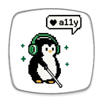 A11y Penguin - Pixel Accessibility - Viereckiger Kühlschrankmagnet - Weiß - Vorne