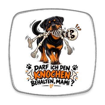 Hund mit Knochen-Skelett Comedy - Viereckiger Kühlschrankmagnet - Weiß - Vorne