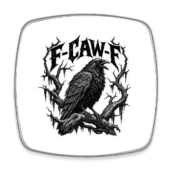 F-CAW-F Gothic Raven Dark Humor Crow - Viereckiger Kühlschrankmagnet - Weiß - Vorne