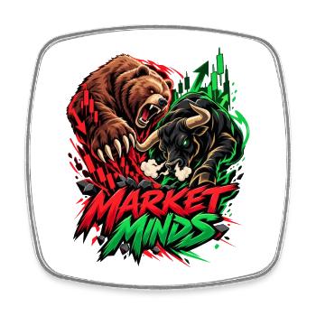 Markt Minds: Bullen vs Bären - Viereckiger Kühlschrankmagnet - Weiß - Vorne