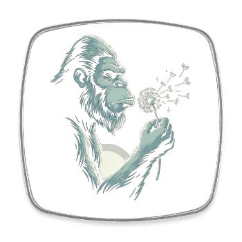 Nachdenklicher Gorilla-Löwenzahn-Liebhaber - Viereckiger Kühlschrankmagnet - Weiß - Vorne