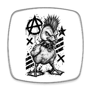 Punk Rock Duck Mohawk Anarchy Bird - Viereckiger Kühlschrankmagnet - Weiß - Vorne