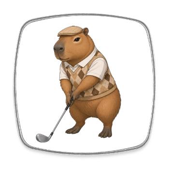 Capybara spielt Golf  - Viereckiger Kühlschrankmagnet - Weiß - Vorne