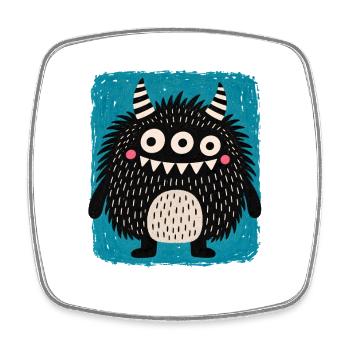 Dreiaugiges Monster | Skurrile Folk Art Kunst - Viereckiger Kühlschrankmagnet - Weiß - Vorne