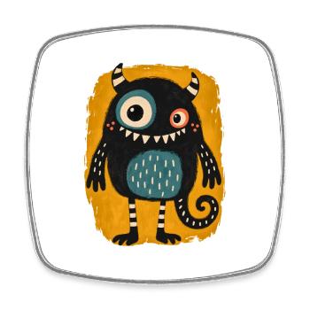 Lustiges Monster | Skurrile Folk Art Illustration - Viereckiger Kühlschrankmagnet - Weiß - Vorne