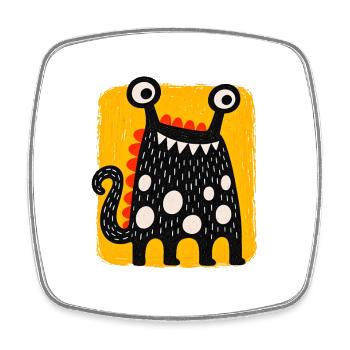 Lustiges Monster mit Stielaugen | Skurrile Kunst - Viereckiger Kühlschrankmagnet - Weiß - Vorne