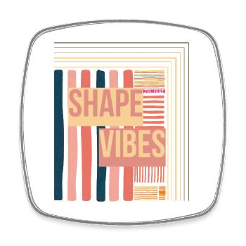 Shape Vibes Farbblockprint - Viereckiger Kühlschrankmagnet - Weiß - Vorne