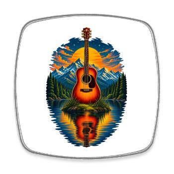 Acoustic Guitar Sunset By The Lake - Viereckiger Kühlschrankmagnet - Weiß - Vorne