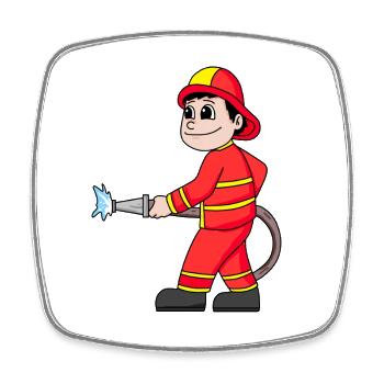 Feuerwehr Junge - Viereckiger Kühlschrankmagnet - Weiß - Vorne