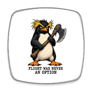 Funny Angry Penguin - Flight Was Never An Option - Viereckiger Kühlschrankmagnet - Weiß - Vorne