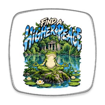 Find a Higher Peace – Meditativer Frosch - Viereckiger Kühlschrankmagnet - Weiß - Vorne