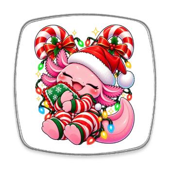 Kawaii Weihnachts-Pixie im Santa-Outfit - Viereckiger Kühlschrankmagnet - Weiß - Vorne