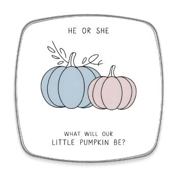 Er oder sie Little Pumpkin Geschlechtsenthüllung - Viereckiger Kühlschrankmagnet - Weiß - Vorne