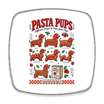Pasta Pups Dachshund  - Viereckiger Kühlschrankmagnet - Weiß - Vorne