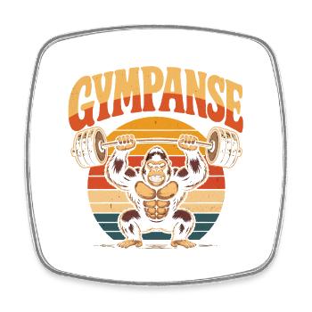 Gympanse Gewichtheber Gym Lustig - Viereckiger Kühlschrankmagnet - Weiß - Vorne