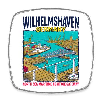 City Wilhelmshaven Germany North Sea Maritime - Viereckiger Kühlschrankmagnet - Weiß - Vorne