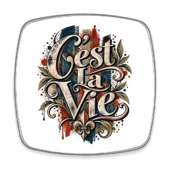 C’est La Vie – Vintage Frankreich Design - Viereckiger Kühlschrankmagnet - Weiß - Vorne