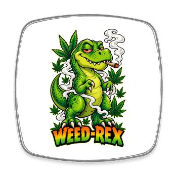 Weed-Rex Smoking Joint Cannabis Dinosaur Design - Viereckiger Kühlschrankmagnet - Weiß - Vorne