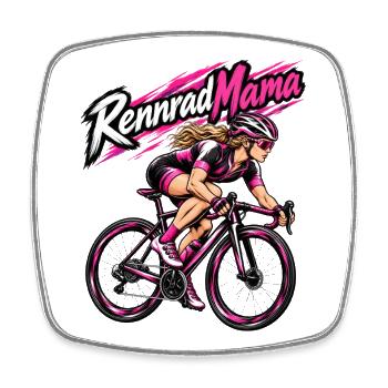 Rennrad Mama Pinkpower Frauen - Viereckiger Kühlschrankmagnet - Weiß - Vorne