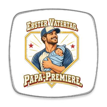 Erster Vatertag Papa Premiere Neuer Papa - Viereckiger Kühlschrankmagnet - Weiß - Vorne