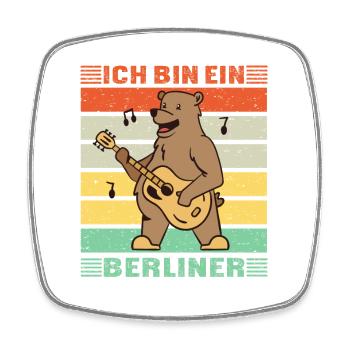 Berliner Bär Gitarre Vintage - Ich bin ein Berline - Viereckiger Kühlschrankmagnet - Weiß - Vorne