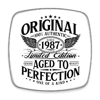 Original 1987 Jahrgang Geburtstag Retro Geschenk - Viereckiger Kühlschrankmagnet - Weiß - Vorne
