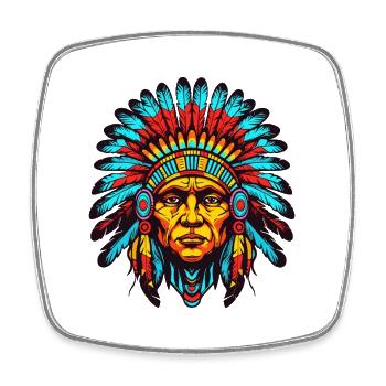 Bunter Indianerhäuptling Kopfschmuck - Viereckiger Kühlschrankmagnet - Weiß - Vorne
