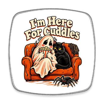I'm Here For Cuddles Halloween Sofa Kater und - Viereckiger Kühlschrankmagnet - Weiß - Vorne