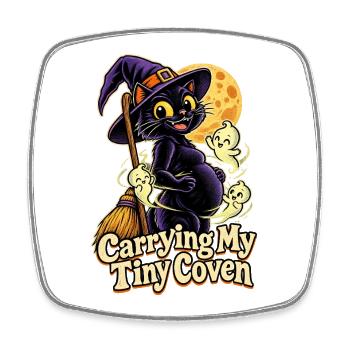 Carrying My Tiny Coven Halloween Schwanger - Viereckiger Kühlschrankmagnet - Weiß - Vorne