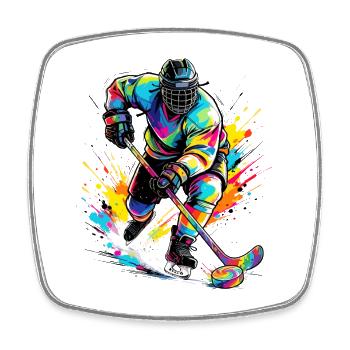 Eishockey Eishockeyspieler bunt - Viereckiger Kühlschrankmagnet - Weiß - Vorne