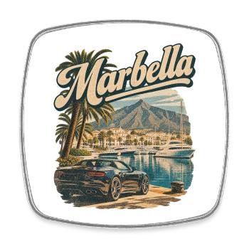 Marbella Puerto Banus Hafen - Viereckiger Kühlschrankmagnet - Weiß - Vorne