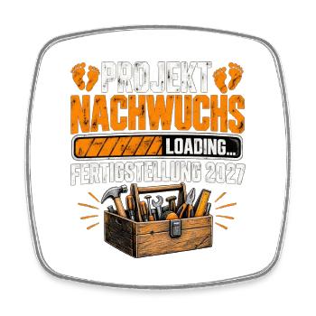 Projekt Nachwuchs Loading – Fertigstellung 2027 - Viereckiger Kühlschrankmagnet - Weiß - Vorne